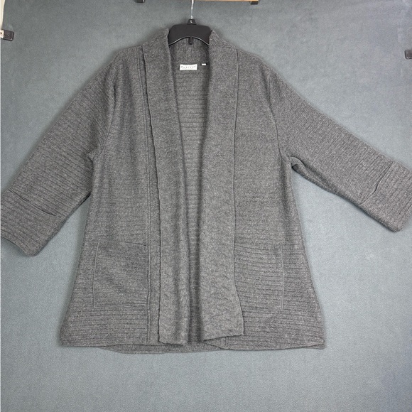Habitat Clothes to Live In Grey/Gray Soft Fleece   Open Cardigan Jacket Size LG - Picture 2 of 11